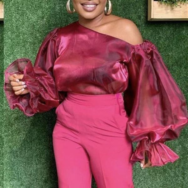

african dresses for women 2021 spring wine red long sleeve shirts ethnic clothing