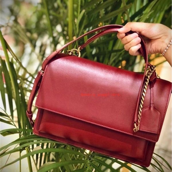 

sunset medium shoulder with handle supple leather beige cross-body bag tote chain evening handbags purse small wallet mini, Red;black