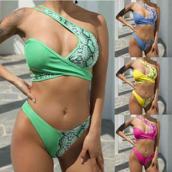 

2021 new swimsuit snake split bikini swimsuit female y1030, White;black