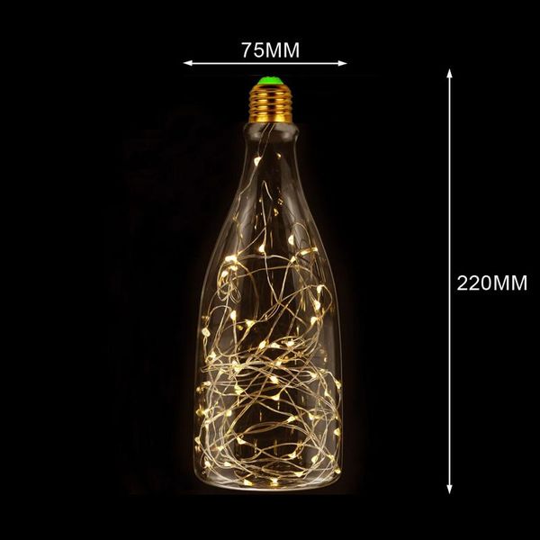 

bulbs 3d led light edison bulb retro wine bottle copper wire lamp warm white drift ac85-265v 1.5w e27 bar decoration