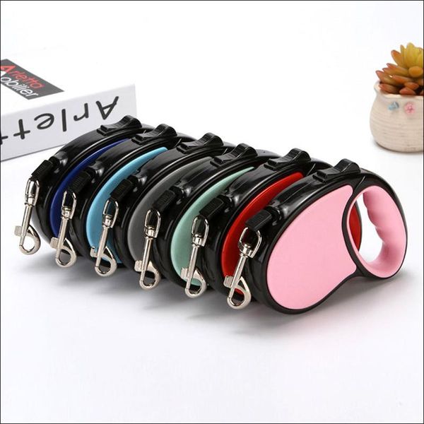 

3/5m retractable dog leash automatic adjustable extending dogs durable outdoor walking traction rope for pet supplies collars & leashes