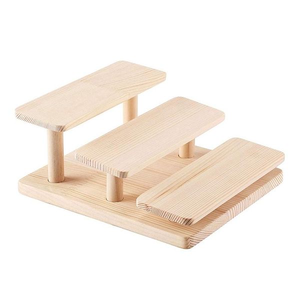 

jewelry pouches, bags wooden display risers 3 layers glasses stand holder wood organizer tray for cabinet desktop, Pink;blue