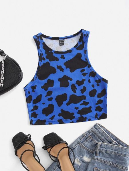 

cow print tank o3mn#, White