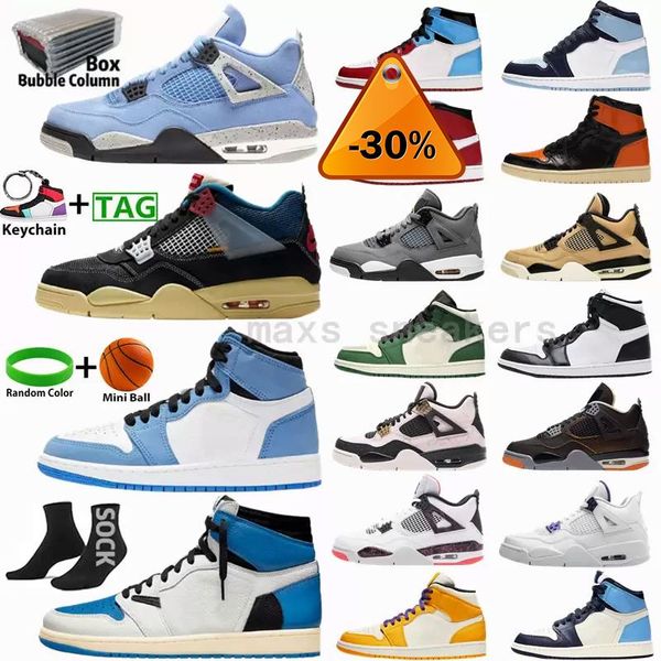 

jumpman 1s 1 sail black cat 4 4s basketball shoes bred banned sports men women university blue chicago noir obsidian unc fire red fearless j