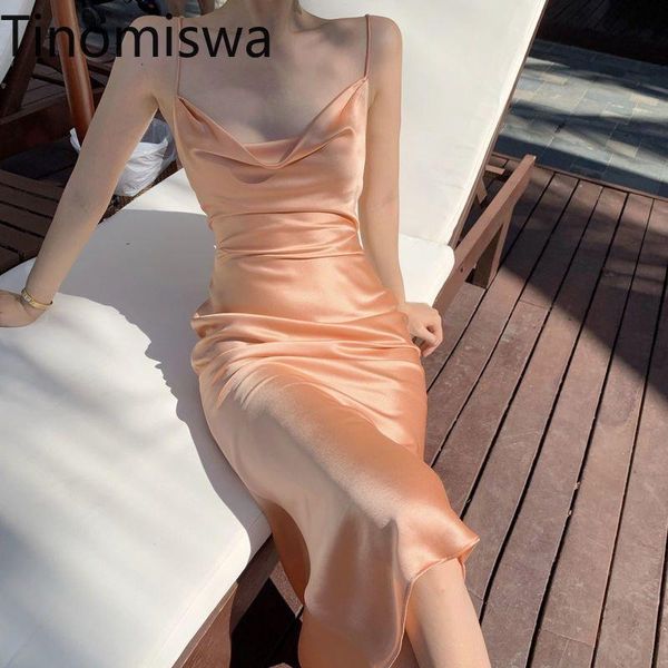 

tinomiswa beach style backless lace up spaghetti strap dress women solid color elegant camis dresses 2021 vestidos mujer casual, Black;gray