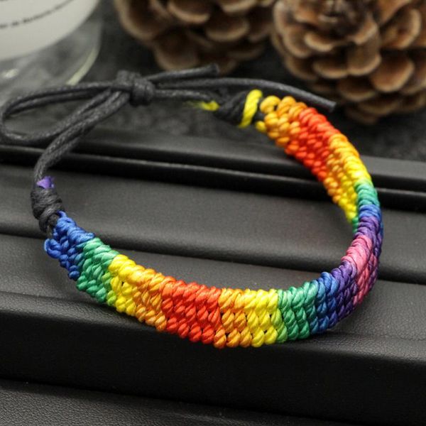 

2pcs portable gay and lesbian pride hand chain homosexual rainbow strap bracelet jewelry supplies charm bracelets, Golden;silver