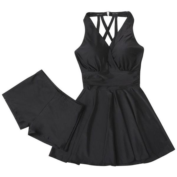 

swimsuit female black spring conservative show thin cover belly south korea 2021 one-piece skirt size women's swimwear, White;black