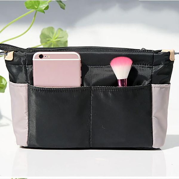 Bolsas de cosméticos Casos de inserção organizadora bolsa com painéis feminino Nylon Travel Bolsa Lady Makeup Totecosmetic