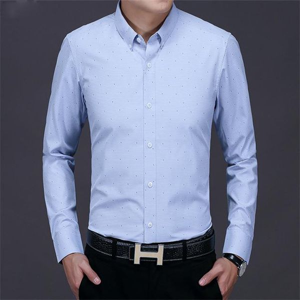 

2021 men fashion casual long sleeved printed shirt slim fit male social business dress brand clothing soft comfortablem-3xl#02, White;black