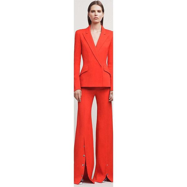 

women's suits & blazers fashion style red female office uniform bell-bottomed pants womens business 2 piece pantssuits b78, White;black