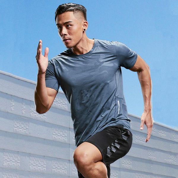 

running jerseys plue size men's ice silk t-shirt fashion sports undershirt thin slim shirts summer o-neck short sleeve quick dry breat, Black;blue