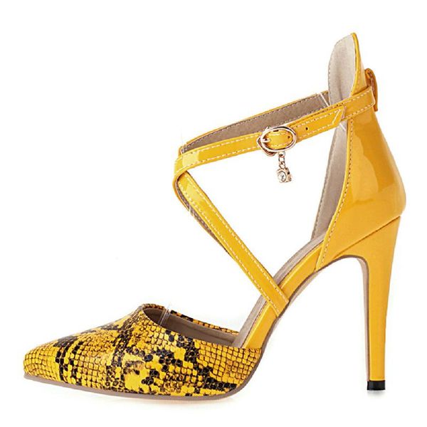 

sandals fashion cross straps women shoes pointed toe snake print summer for high heels party female, Black