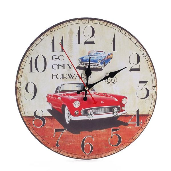 

wall clocks 30cm retro europe round digital dial mute clock figurines bedroom living room imitation wood decorations gifts