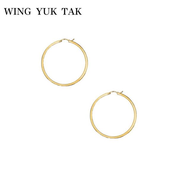 

wing yuk tak gold color big hoop earrings for women fashion classic statement party jewelry & huggie, Golden;silver