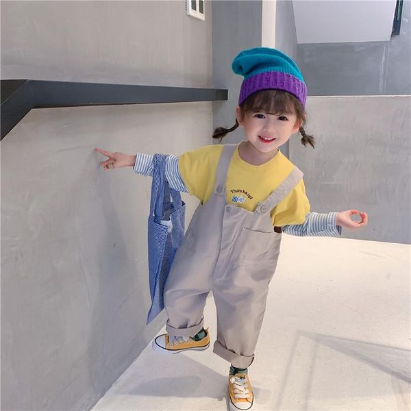 

jumpsuits 2021 korea girls boys overall spring kids pants clothes 1-6 years, Blue