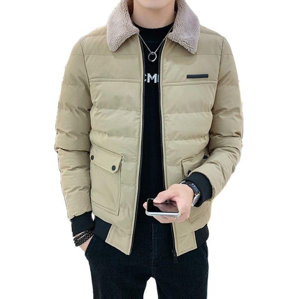 

men's down & parkas coat mature and stable wool collar cotton clothes autumn winter casual work thickened, Black