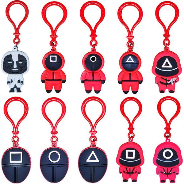 

squid game keychain pendant fingertip toy decompression handmade pvc mini doll key ring car backpack li zhengjae the same