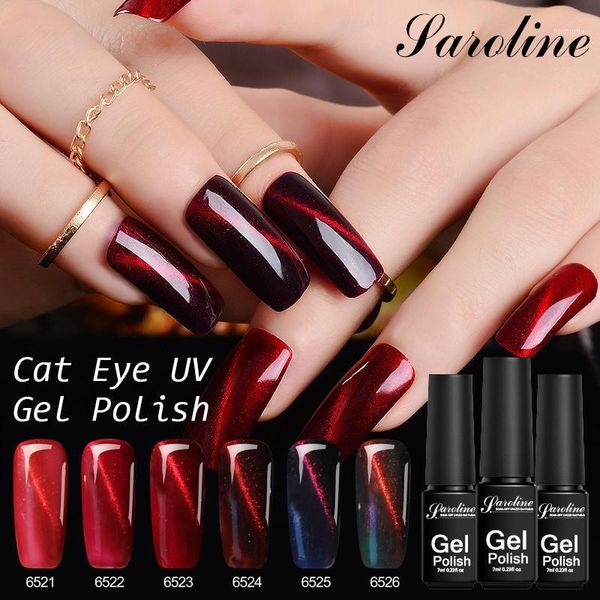 

saroline 3d magnetic red cat eyes nail gel polis effect lacquer semi-permanenth diy hybird varnish 6colors cat's uv1, Red;pink