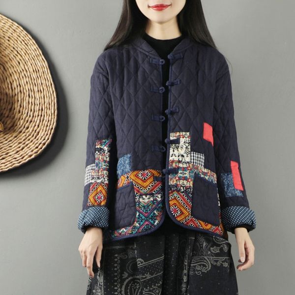 

chinese cheongsam winter parkas coats button floral warm coats retro jacket oriental chinese style clothing women 11655, Red