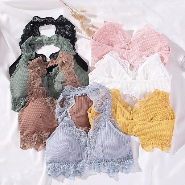 

bustiers & corsets triangle cup lace sleep non-steel ring bra camisole wrap-around tube beauty back underwear women's, Black;white