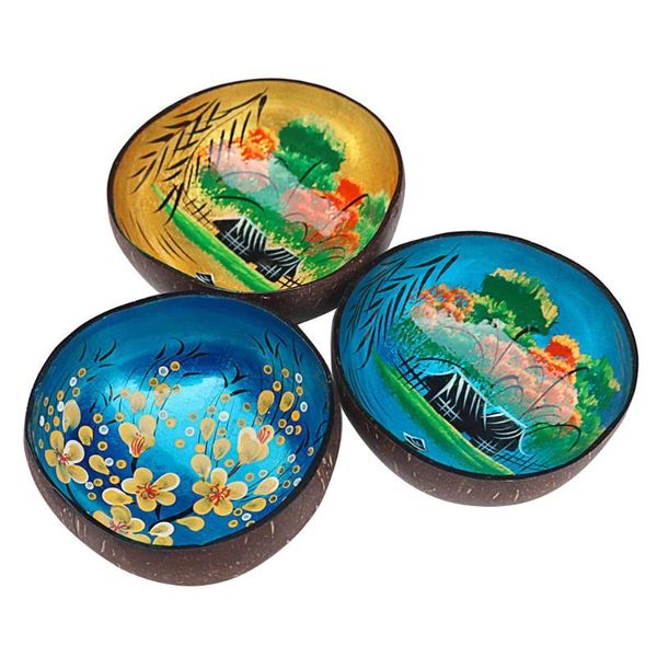 

bowls natural coconut shell eco-friendly soup salad noodles rice fruit bowl deskkey candy storage box painted creative handicraft