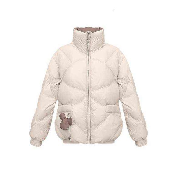 

down et women's short 2021 winter bear decorative silhouette white duck bread warm, Black