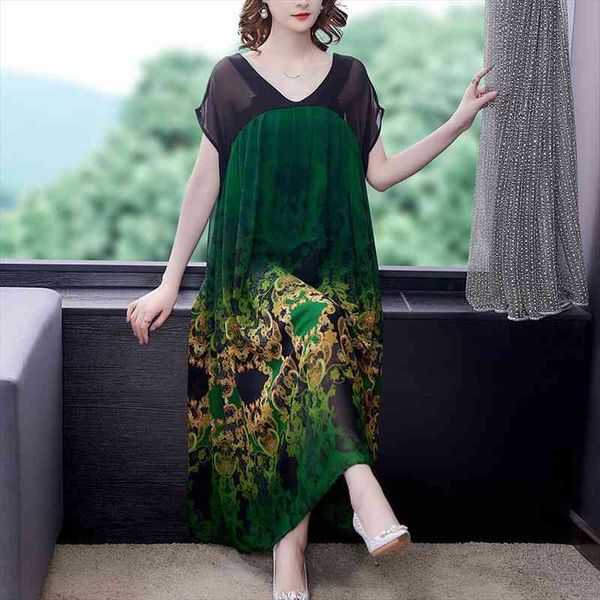 

vintage loose boho 4xl womens dresses plus size maxi summer casual print chiffon beach women elegant bodycon party vestidos, Black;gray