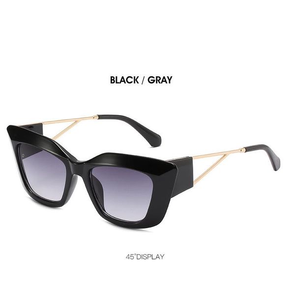 

cross-border big frame cat eye sunglasses decorative female european and american personality street shooting, White;black