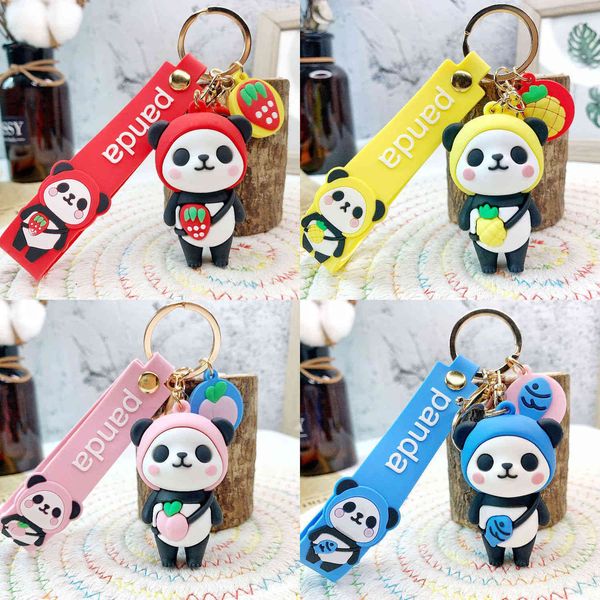 

cartoon car key chain panda cute schoolbag hanging decoration friend couple gift creative net red south korea ins, Silver