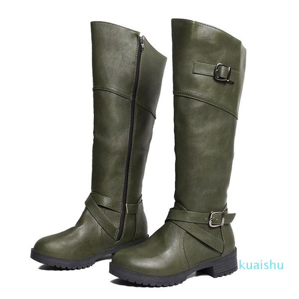 

boots women low heels western ladies riding cowboy winter round toe knee-high cowgirl sale, Black