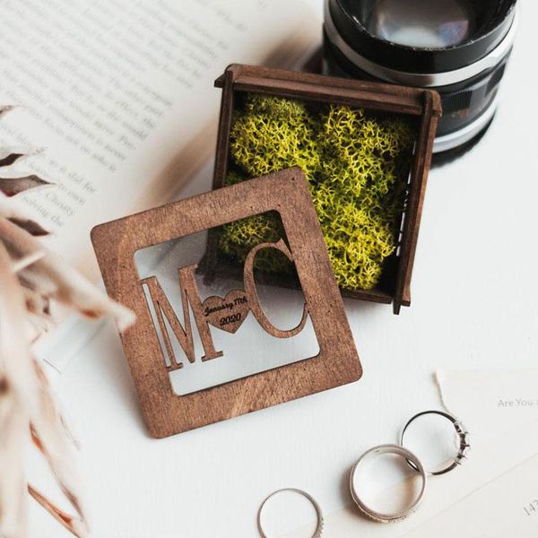 

gift wrap wedding ring box wooden personalized engagement bearer rustic