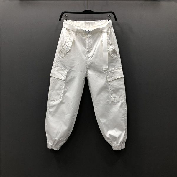 

women's jeans spring summer fashion women elastic waist white denim harem pants all-matched casual loose plus size s979 qrxv, Blue