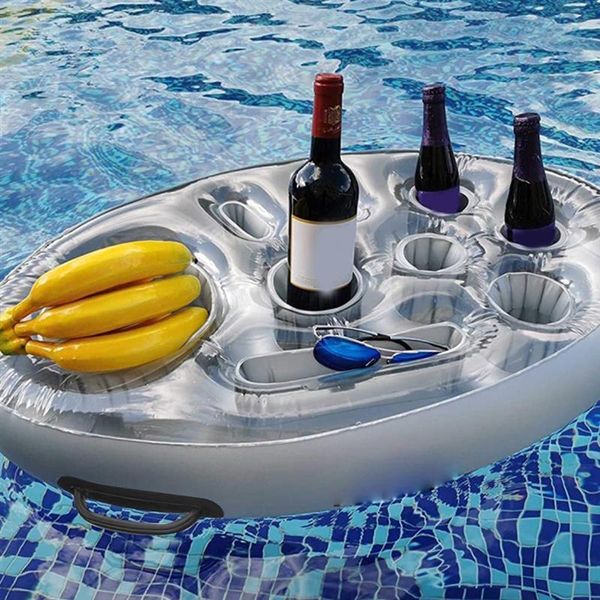 

camp furniture portable summer party bucket cup holder inflatable pool float beer drinking cooler table bar tray beach swimming ring accesso