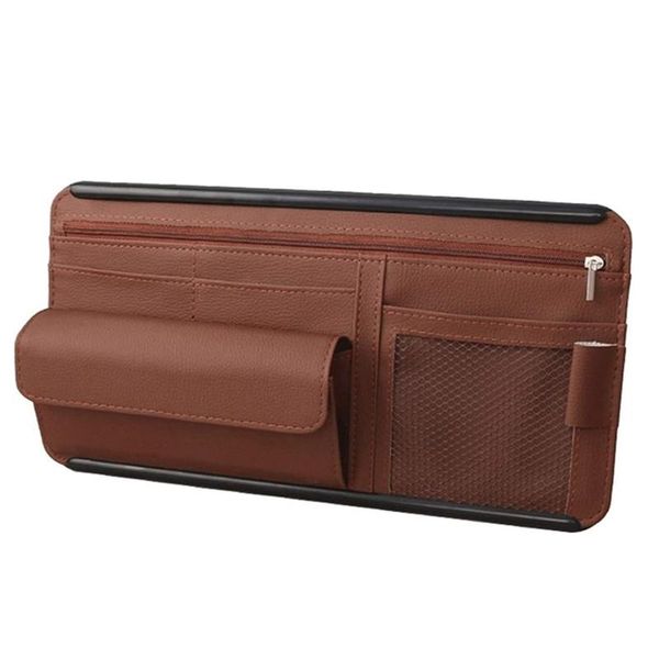 

car organizer sun visor storage bag interior auto sunshade plate universal cards sunglasses pen support leather pocket