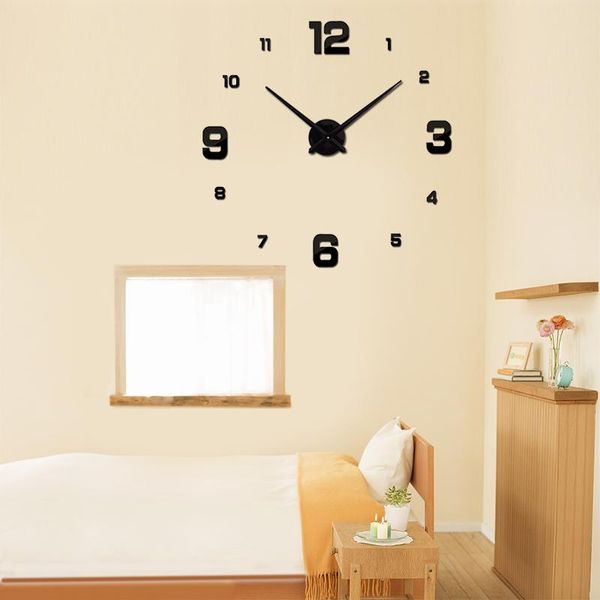 

wall clocks quartz brief watches 3d real big clock rushed mirror stickers diy living room discounts still life