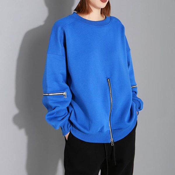 

women's hoodies & sweatshirts women loose streetwear sweatshirt oversized plus velvet blue fashion long sleeve pullover coat xz680, Black