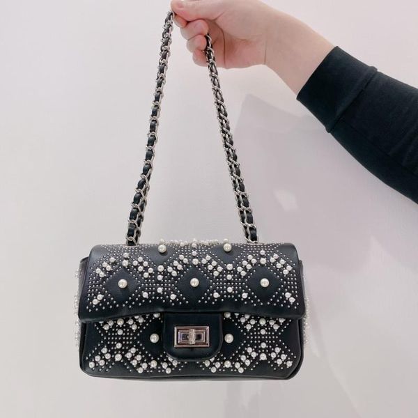 

evening bags luxury small fragrance pearl lattice chain square bag 2021 designer fashion one shoulder messenger women's