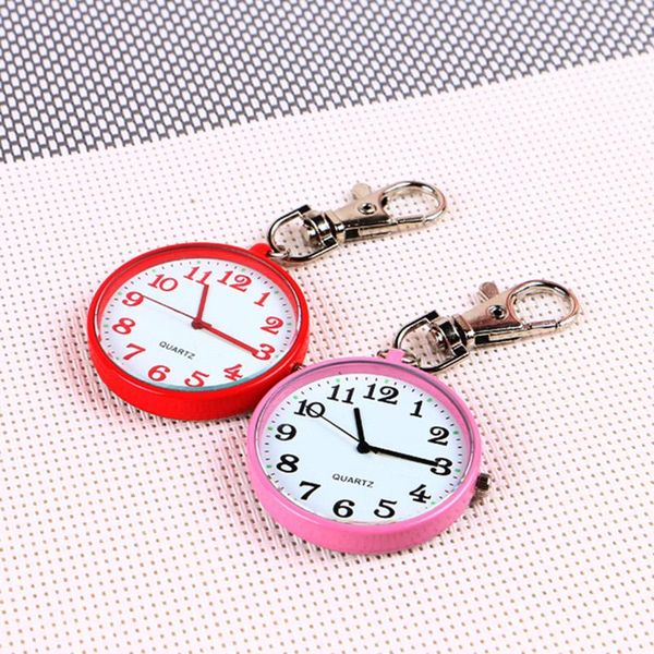 

pocket watches quartz watch keychain clocks round dial portable simple pendant for women men gifts fashion, Slivery;golden