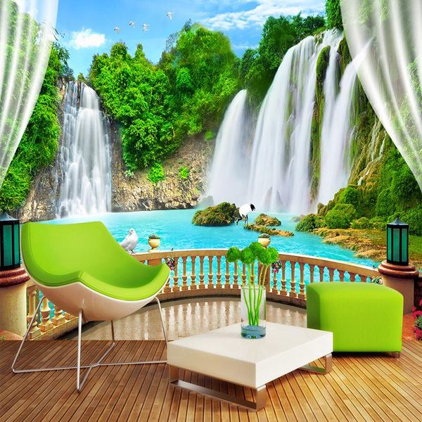 

wallpapers custom murals wallpaper 3d stereo waterfalls landscape po wall cloth living room tv sofa home decor papers for walls 3 d