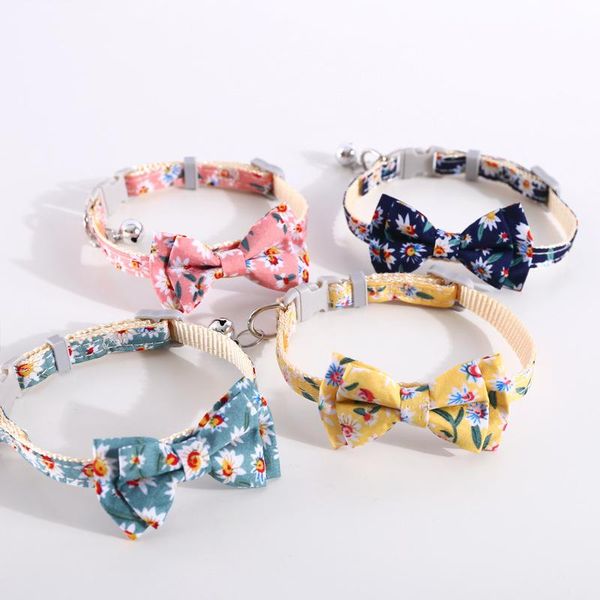 

pet kitten puppy bowknot daisy sunflower adjustable bell kitty dog collar necklace bow tie decorative cat costumes