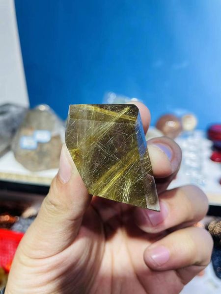 

decorative objects & figurines natural golden rutilated quartz feer form