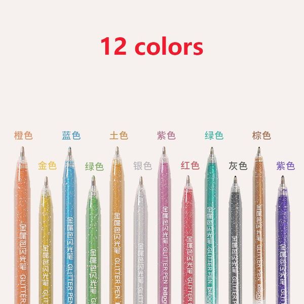

highlighters 12 colors/set highlighter pen set glitter color changing flash marker drawing scrapbook tools diy stationery school, Black;red