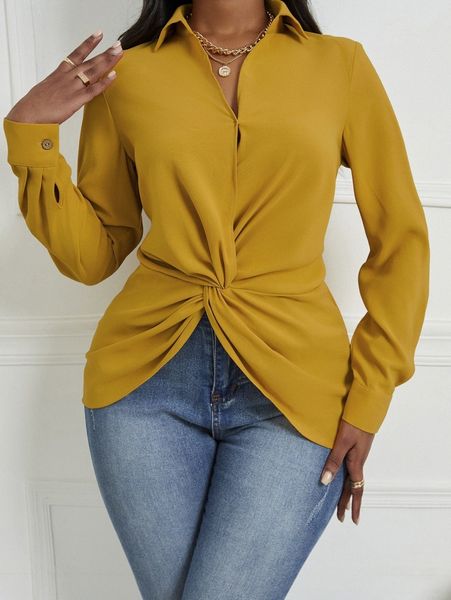

sxy twist front asymmetrical hem blouse s2ms#, White