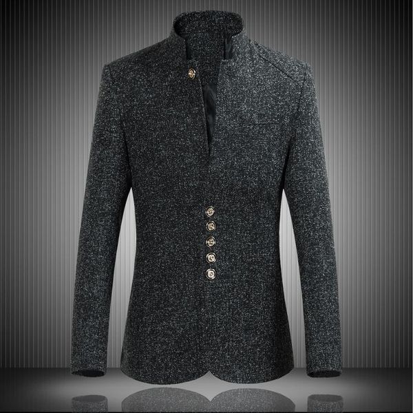 

men's suits & blazers 2021 autumn casual long-sleeved warm winter jacket high-quality single-breasted stand-collar suit chinese pioneer, White;black