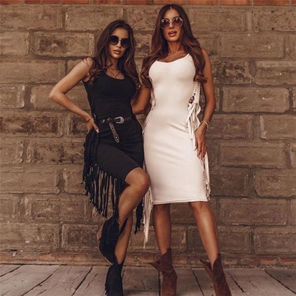 

casual dresses side tassel tank dress solid basic skinny elastic bodycon backless 20222 summer trend vacation street outfits, Black;gray