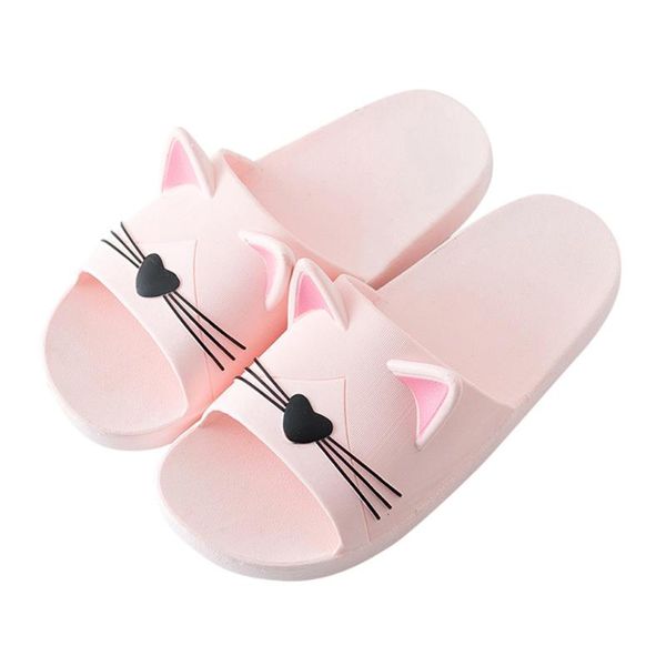 

slippers sandals women home indoors casual non-slip cartoon cat floor family shoes beach 2021 #1216, Black