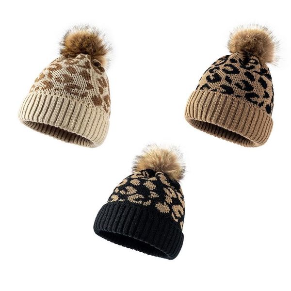 

beanie/skull caps leopard-print knitted wool cap soft stretch thick women beanie for cold weather winter warm accessories, Blue;gray