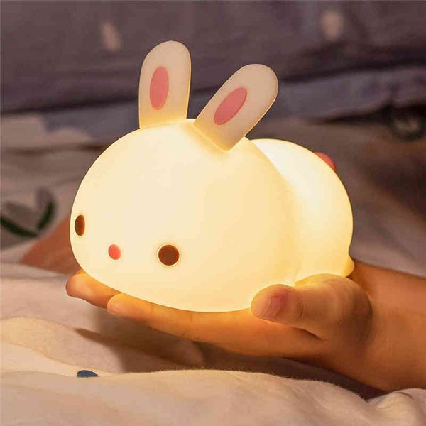 

baby refillable night-light silicone rabbit or cool-colored kid changing bright nightlight bulb