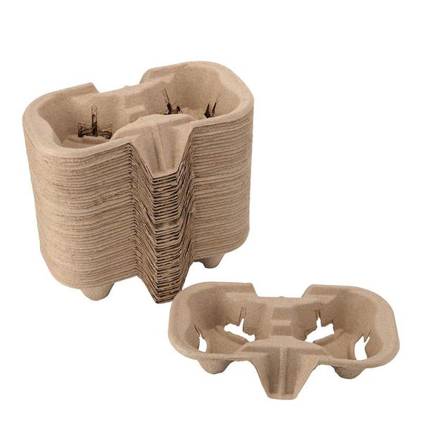 

disposable dinnerware 2 cup drink carrier biodegradable thickened holder wide applications for delivery coffee shops takeaway kitchen t