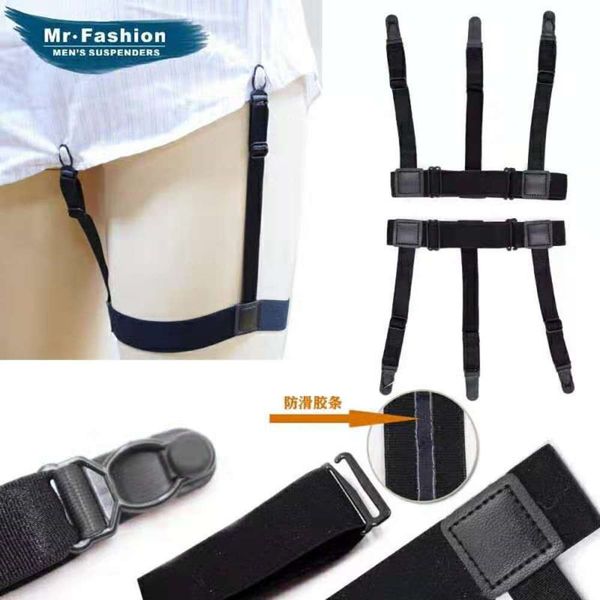 

men's shirt crease resistant super soft nylon garter, Black;white